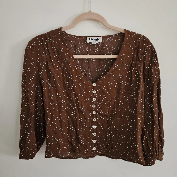 Rouje Matthieu Blouse Size 38 Brown - Picture 3 of 4